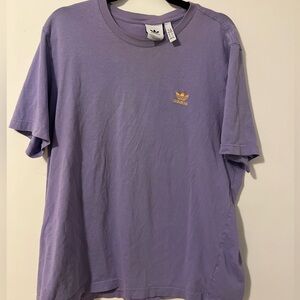adidas Lavender Short Sleeve Tee with Gold Trefoil
